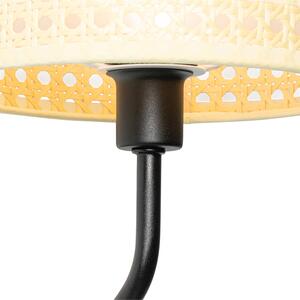 Orientalny Kinkiet / Lampa scienna czarny z rattanem 20 cm - Magna Rattan Oswietlenie wewnetrzne