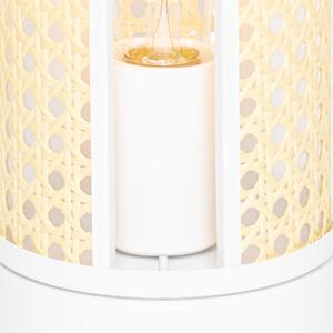 Lampa stołowa Retro biała z rattanem 12 cm - Akira Oswietlenie wewnetrzne