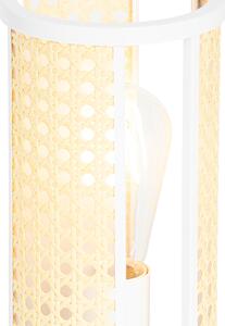 Lampa stołowa Retro biała z rattanem 12 cm - Akira Oswietlenie wewnetrzne