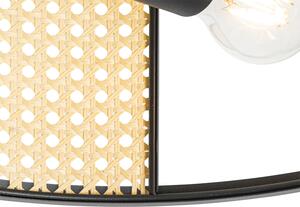Lampa sufitowa Retro czarna z rattanem 40 cm - Akira Oswietlenie wewnetrzne