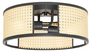 Lampa sufitowa Retro czarna z rattanem 40 cm - Akira Oswietlenie wewnetrzne