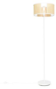 Lampa podłogowa Retro biała z rattanem 40 cm - Akira Oswietlenie wewnetrzne