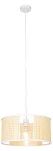 Retro lampa wisząca biała z rattanem 40 cm - Akira Oswietlenie wewnetrzne