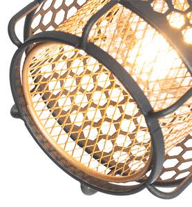 Designerska lampa podłogowa czarna ze złotym 3-punktowym światłem - Noud Oswietlenie wewnetrzne