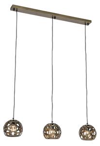Industriële hanglamp antiek goud langwerpig 3-lichts - Bobby Oswietlenie wewnetrzne
