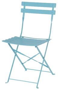 Metalowy zestaw mebli balkonowych niebieski 2 krzesła stolik ogród taras Fiori Beliani