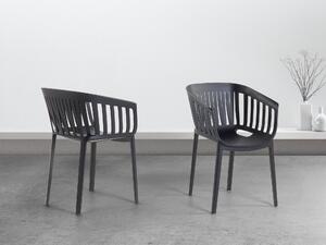 Nowoczesne krzesło do jadalni na zewnątrz, syntetyczne czarne, sztaplowane Dallas Beliani