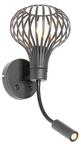 Nowoczesna lampa ścienna czarna z lampką do czytania 2-punktowa - Saffira Brescia Oswietlenie wewnetrzne