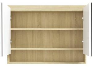Szafka łazienkowa z lustrem, 80x15x60 cm, mdf, biel i dąb