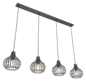 Moderne hanglamp zwart 4-lichts - Saffira Oswietlenie wewnetrzne