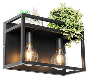 Przemysłowy Kinkiet / Lampa scienna czarny ze stojakiem 2-światła - Cage Rack Oswietlenie wewnetrzne