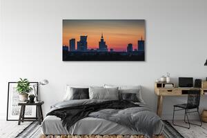 Obraz na płótnie Warszawa Zachód słońca panorama