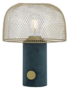 Designerska lampa stołowa zielona ze złotem i ściemniaczem - Gomba Oswietlenie wewnetrzne