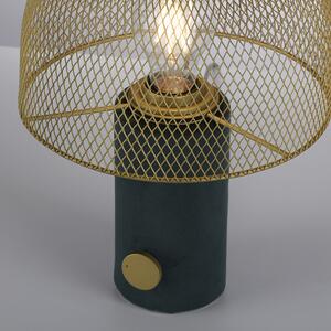 Designerska lampa stołowa zielona ze złotem i ściemniaczem - Gomba Oswietlenie wewnetrzne