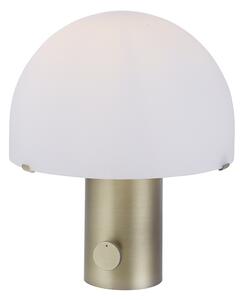 Designerska lampa stołowa mosiężna z białym i ściemniaczem - Gomba Oswietlenie wewnetrzne