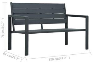 Ławka ogrodowa, 120 cm, szara, hdpe o wyglądzie drewna