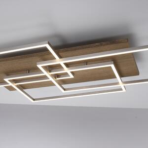 Lampa sufitowa drewniana kwadratowa z diodami LED 3 światła z pilotem - Ajdin Oswietlenie wewnetrzne