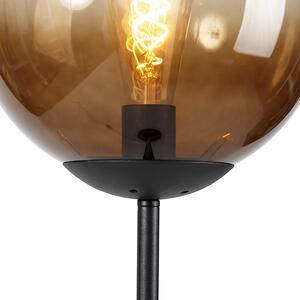 Lampa stojąca Art Deco czarna z brązowym szkłem - Pallon Oswietlenie wewnetrzne