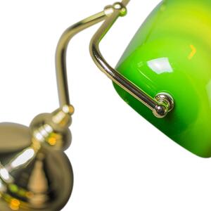 Klasyczna lampa stołowa/lampa notarialna mosiądz z zielonym szkłem - Banker Oswietlenie wewnetrzne