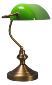 Klasyczna lampa stołowa/lampa notarialna brąz z zielonym szkłem - Banker Oswietlenie wewnetrzne
