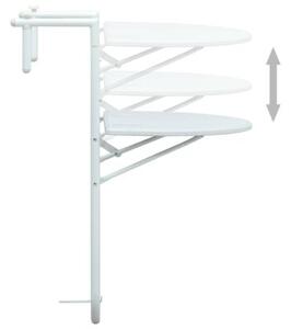 Wiszący stolik balkonowy, biały, 60x64x83,5 cm, plastikowy
