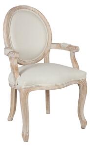 Kremowe krzesło z podłokietnikami, w stylu shabby chic