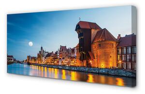 Obraz na płótnie Gdańsk Rzeka noc stare miasto