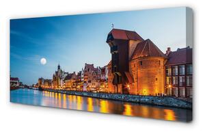 Obraz na płótnie Gdańsk Rzeka noc stare miasto