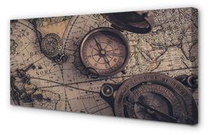 Obraz na płótnie Kompas mapa