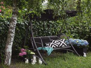 Huśtawka ogrodowa meble zewnętrzne zadaszona 3 osobowa stalowa czarna Bogart Beliani