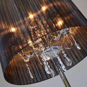 Klasyczna lampa podłogowa chrom czarny klosz - Ann-Kathrin Oswietlenie wewnetrzne