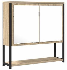 Lustro łazienkowe z półką z lustrem beżowy 60 x 16 x 60 cm
