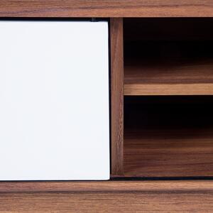 Szafka RTV komoda pod telewizor szuflada półki ciemne drewno z białym Eerie Beliani