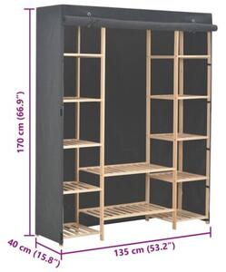 Szafa, szara, 135 x 40 x 170 cm, materiaÅowa