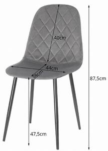 Ciemnoszare krzesło welurowe do stołu - Paleo 3X
