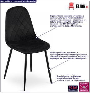 Czarne pikowane tapicerowane krzesło - Paleo 3X