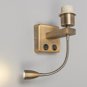 Kinkiet / Lampa scienna brąz z diodą LED z ramieniem do czytania - Brescia Combi Oswietlenie wewnetrzne