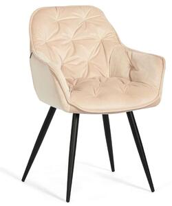 MebleMWM Krzesło tapicerowane DC-9220 | Beżowy welur #5 | Outlet