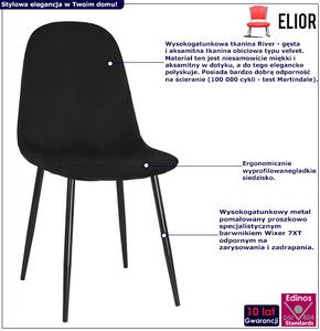 Czarne gładkie krzesło welurowe - Rosato 3X