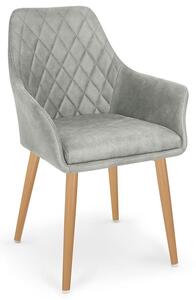 Pikowane krzesło tapicerowane z podłokietnikami Syvis - popielate