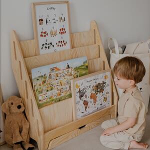 Biblioteczka Montessori dla dzieci MIA L naturalna-sosnowa