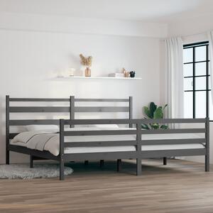 Rama łóżka, lite drewno sosnowe, 200 x 200 cm, szara