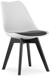 Białe krzesło kuchenne z czarną poduszką - Asaba 4X