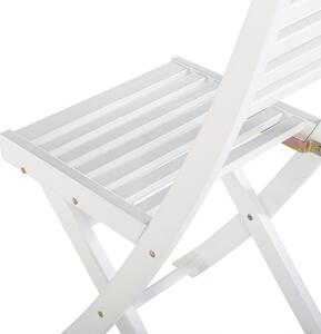 Składany zestaw mebli balkonowych biały 2 krzesła stolik niebieskie poduchy Fiji Beliani
