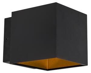 Designerska lampa ścienna czarno-złota w tym LED - Caja Oswietlenie wewnetrzne