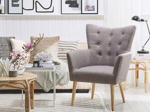 Fotel tapicerowany ozdobne guziki retro styl meble do salonu szary Angen Beliani