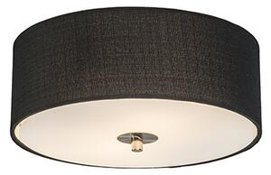 Wiejska lampa sufitowa czarna 30 cm - Drum Juta Oswietlenie wewnetrzne