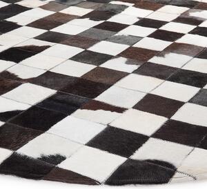 Okrągły dywan skóra bydlęca krótkie włosie patchwork czarno-biały Bergama Beliani