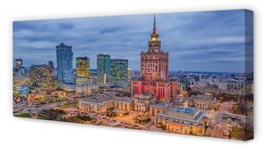 Obraz na płótnie Warszawa Panorama zachód słońca