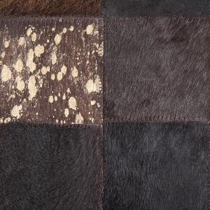 Dywan skórzany patchwork niskie włosie ozdoba salonu 80x150 cm brązowy Bandirma Beliani